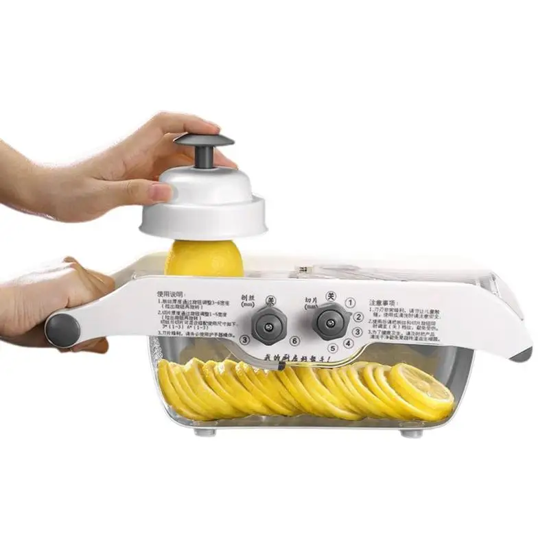 

Lemon Slicer Manual Vegetable Fruit Slicer With Container Adjustable Thickness Food Julienned Slicers With Blade Steel Vegetable