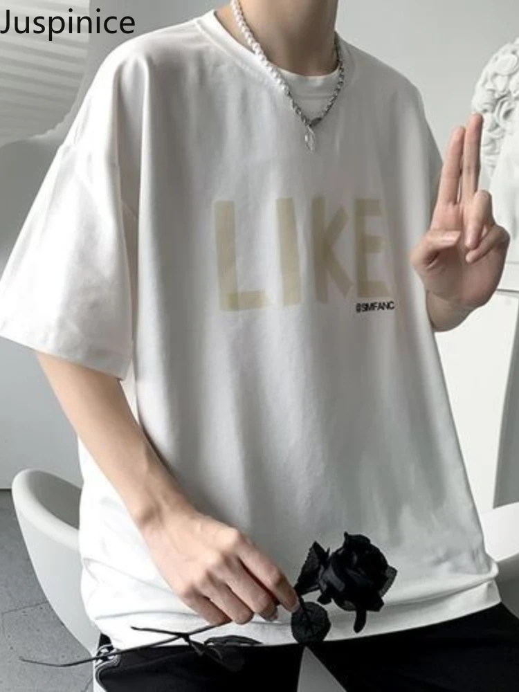 

Juspinice New Summer Harajuku T Shirts Men's Punk Tops Printed Unisex Tshirt Women Tee Couples Clothing Student Loose Top Gothic