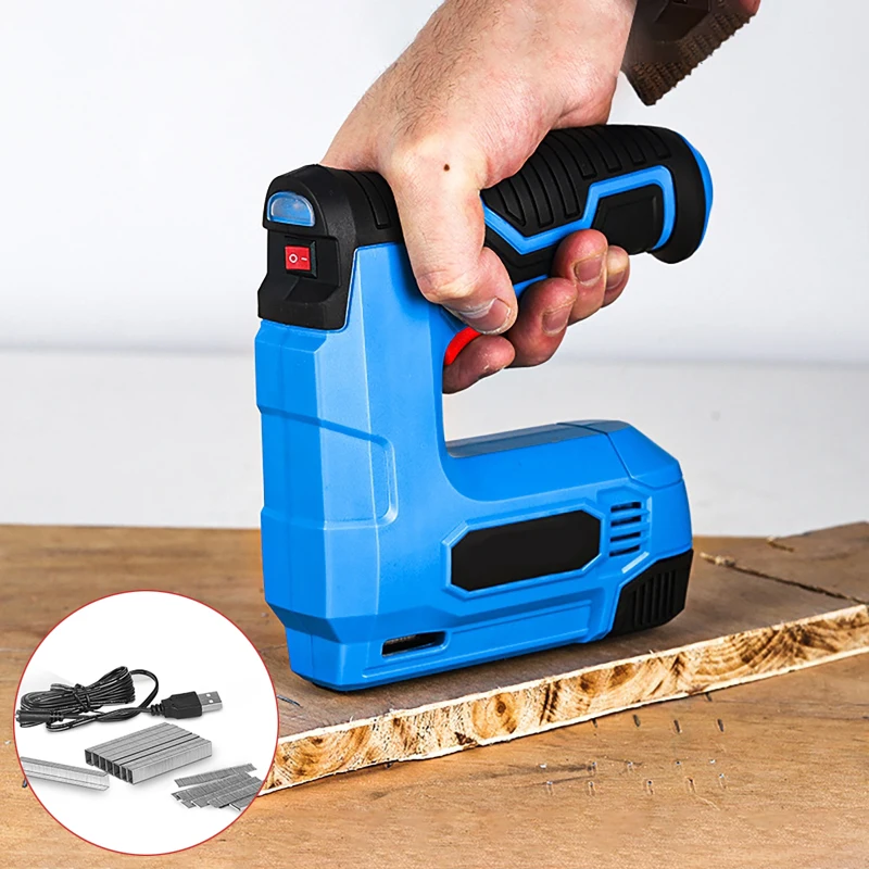 2 in 1 Electric Staple Nail Gun Cordless Stapler Needles For Wood Home DIY Paper Leather USB Rechargeable Home Owners Upholstery
