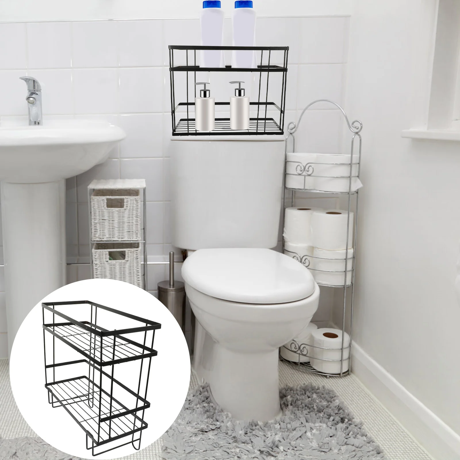 

Useful Durable Fine Practical Water Proof Bathroom Organizer Over Toilet shower caddy hanging for Bathroom Home Restroom