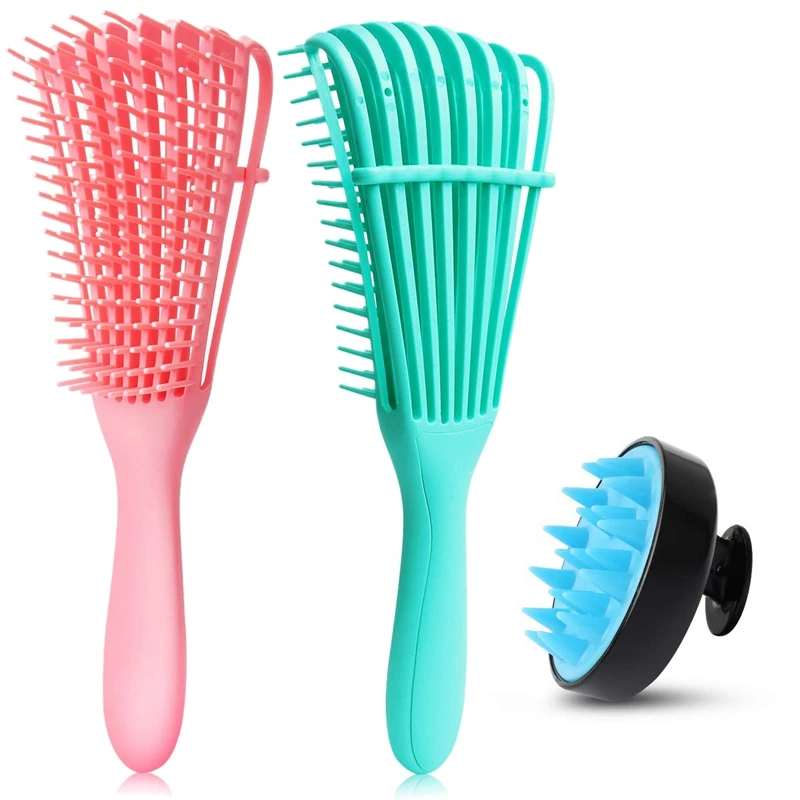 

3Pc Detangling Brush Set Hair Scalp Massager Brush Detangler Brush For Hair Detangler For Afro 3A To 4C Curly Hair Brush