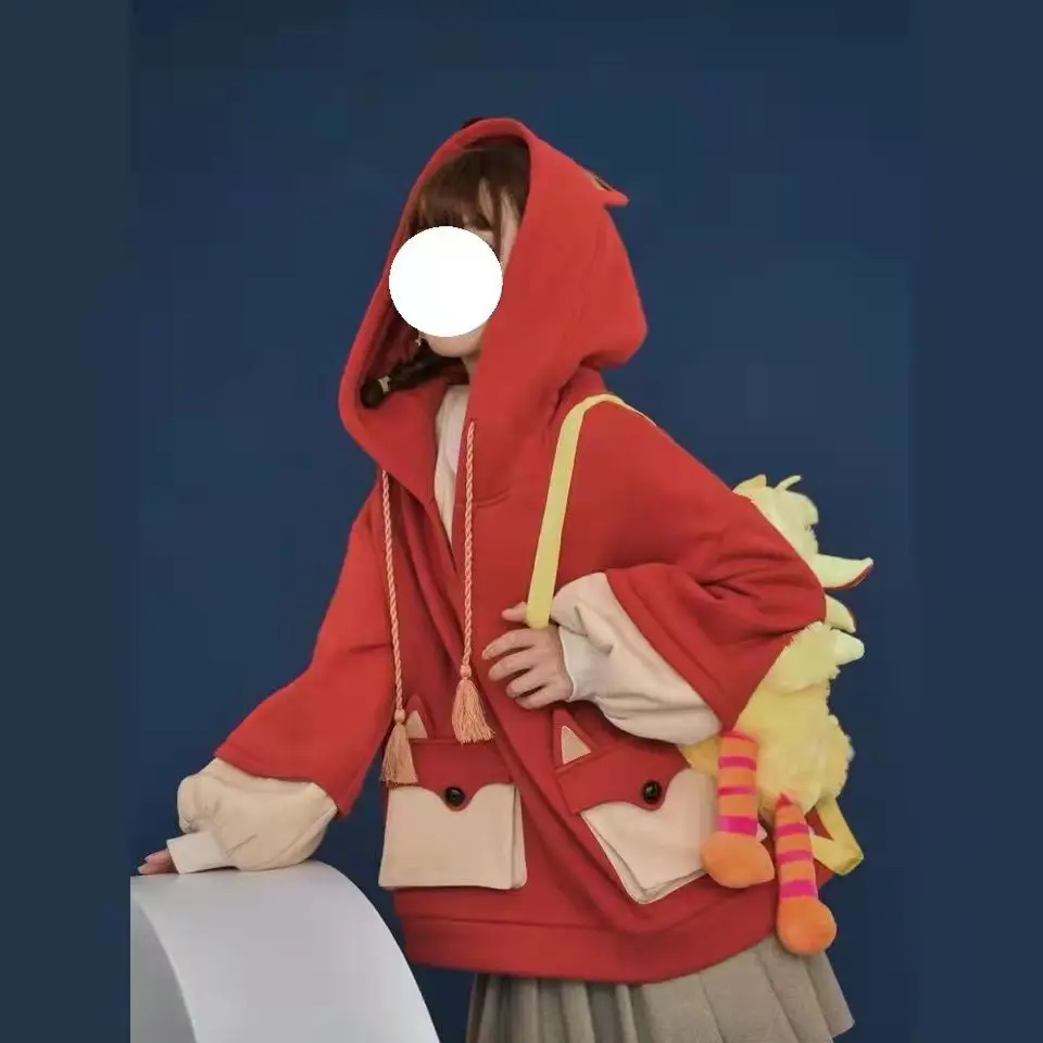 Женская толстовка в стиле аниме с длинным рукавом и круглым вырезом |