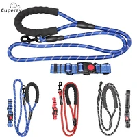dog collar and leash set explosion proof strong round rope leash set for running and walking dogs for small medium large dogs