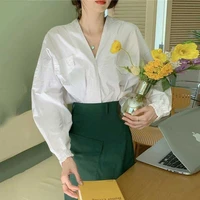 qweek vintage blouses harajuku white oversized elegant shirts for women long sleeve tops korean style office wear chic new trend