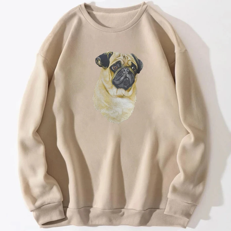 

Свитшот мужской с принтом мопса, пуловер с круглым вырезом, худи-трапеция, джемпер в Корейском стиле, осень