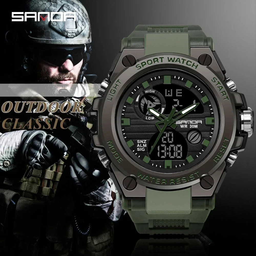 SANDA 739G стильные мужские цифровые часы шоковые военные спортивные
