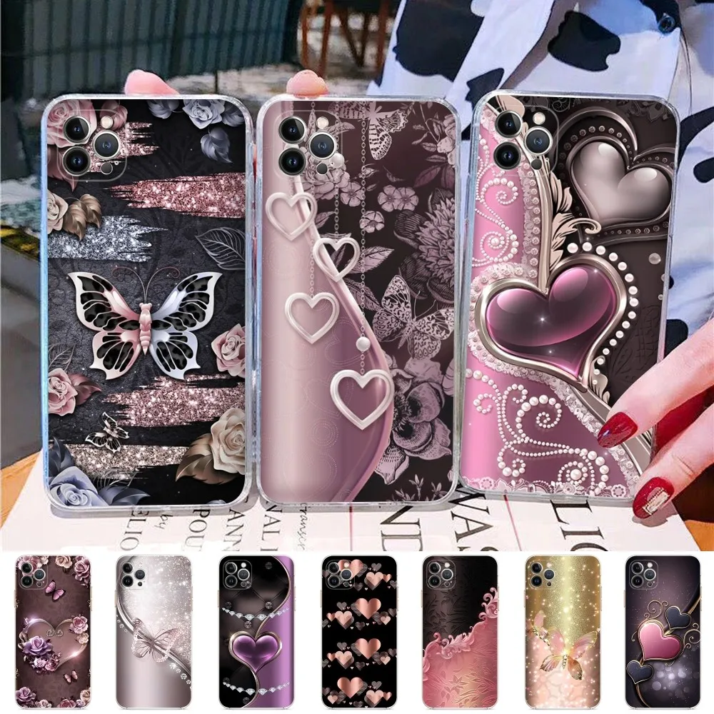

Love Bow Clear Phone Case For IPhone 15 14 11 12 13 Mini Pro XS Max Cover 6 7 8 Plus X XR SE 2020 Funda Shell