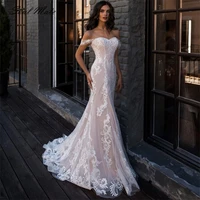 sexy off the shoulder mermaid wedding dress for women lace appliques bridal dress backless gorgeous bridal gown robe de mari%c3%a9e