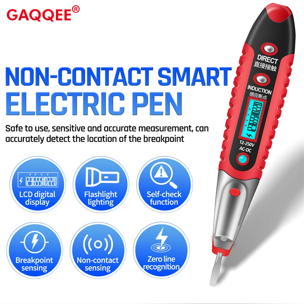 

AC DC 12-250V Test Pen Multi Digital Tester Electrical Screwdriver Voltage Detector LCD Display Test Pencil For Electrician Tool