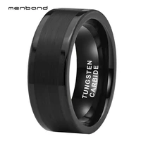 tungsten men ring black wedding band ring with center brush finish 8mm comfort fit