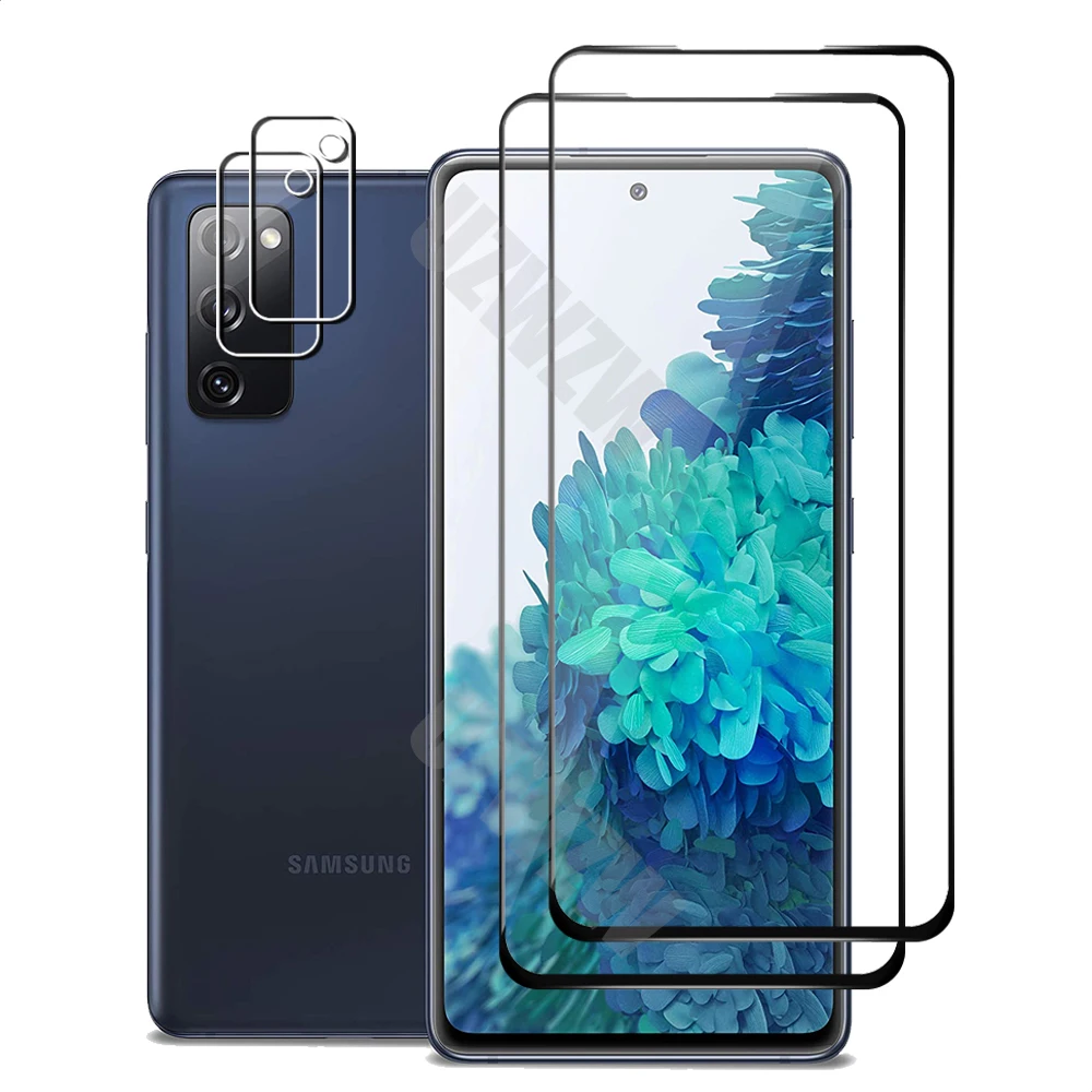 

4 in 1 For Samsung Galaxy S20 FE 5G / 4G (2pcs) Full Coverage Tempered Glass Screen Protector & 2pcs Camera Lens Protective Film