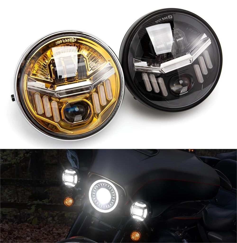 Фото 7-дюймовые светодиодные фары для мотоцикла Harley, модифицированные Land Rover Lada Niva Wrangler, внедорожники, мотоциклетные круглые фары №1