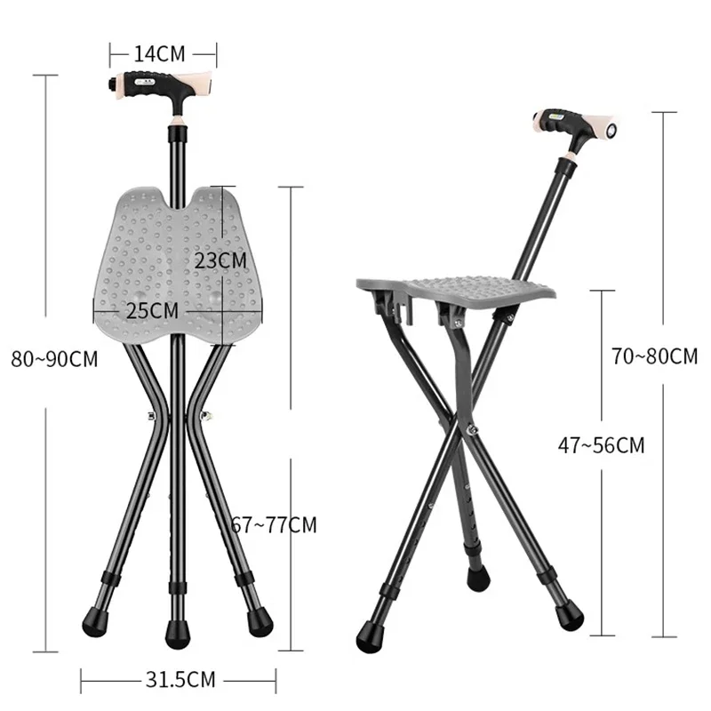 Туристический табурет для пожилых людей складной из алюминиевого сплава трость