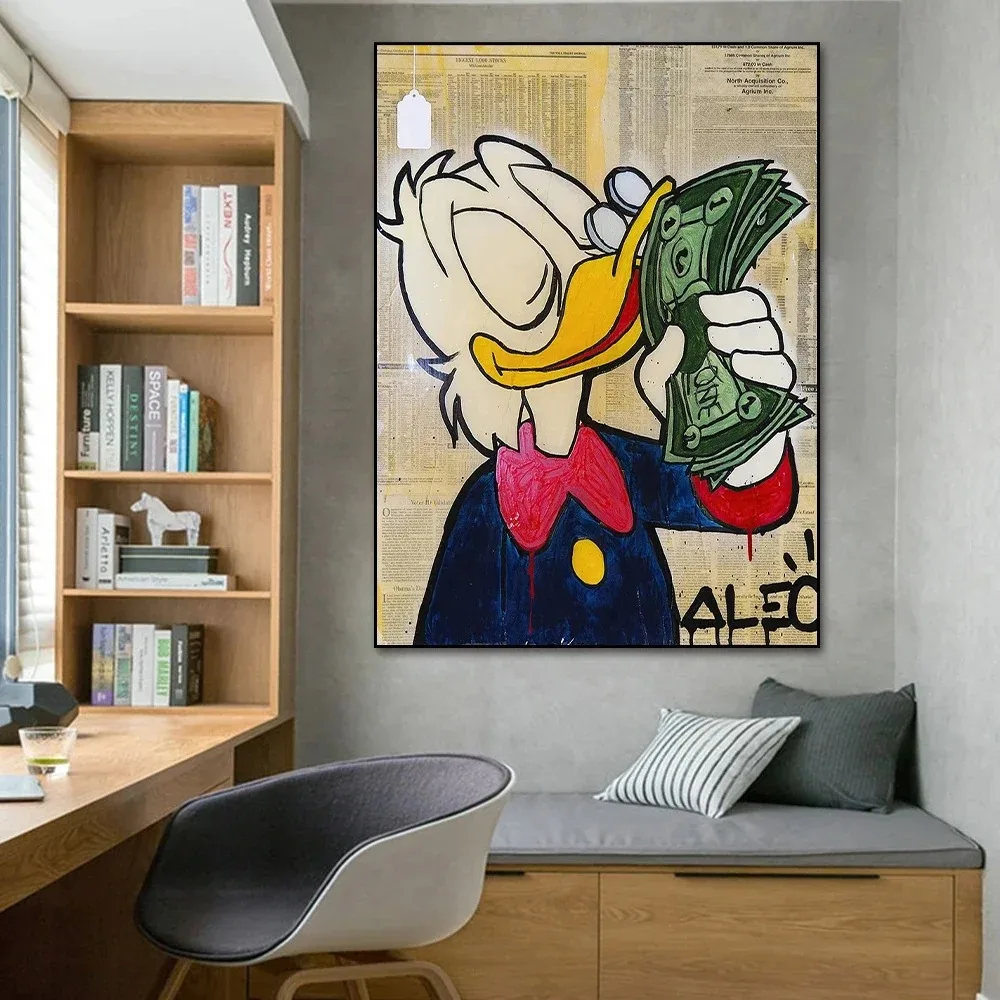 Дональд Дак Любовь Деньги Граффити Художественные принты на холсте Настенные