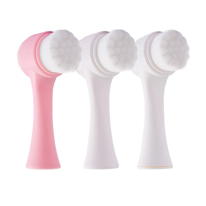 3D Double-sided Face Wash Brush Manual Soft Hair Cleanser Face Wash Massage Brush Makeup Remover Face Wash Artifact