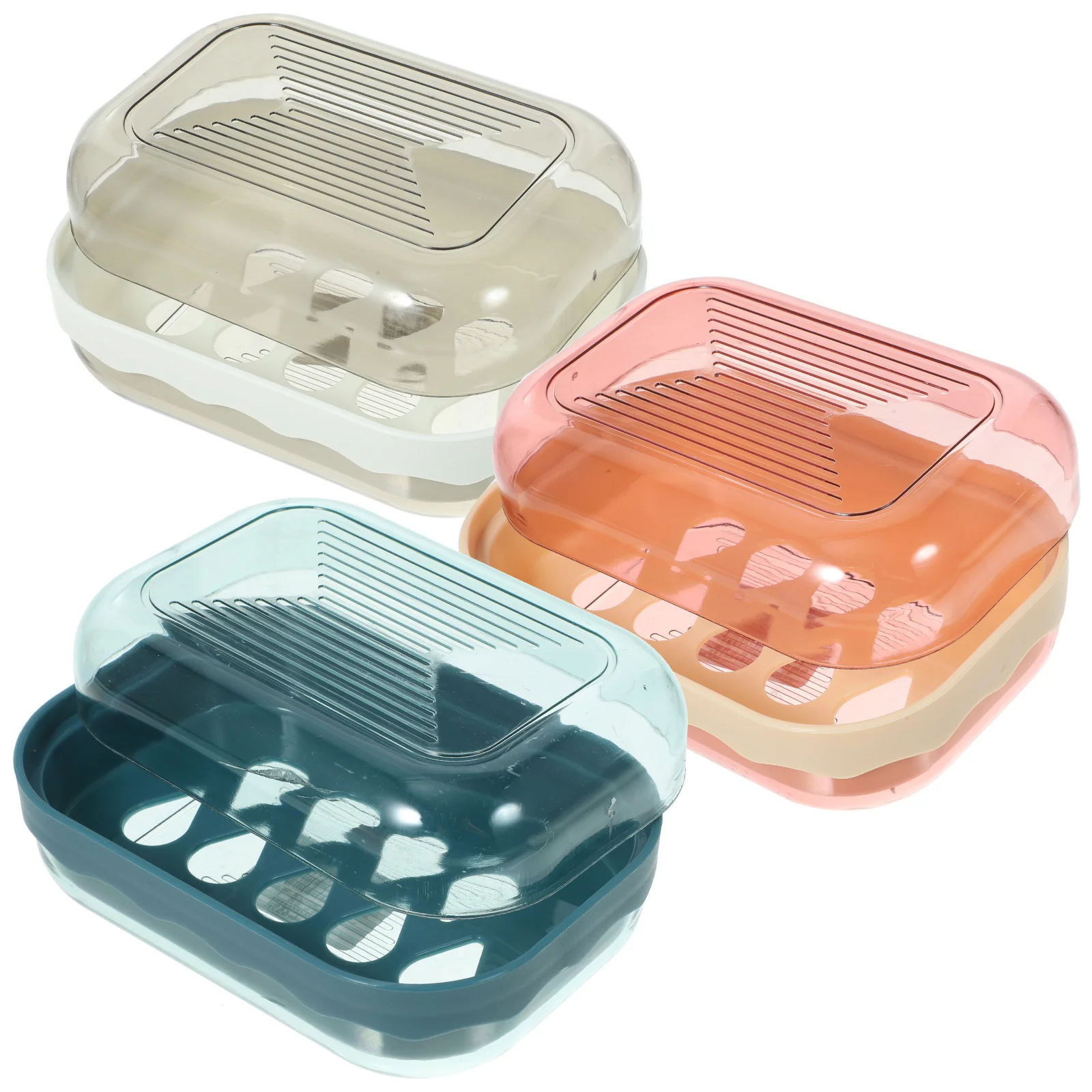

3 Pcs Plastic Containers Toiletries Shower Soap Bathroom Holder Split Type Storage Portable Household Dish Travel Lid Supplies