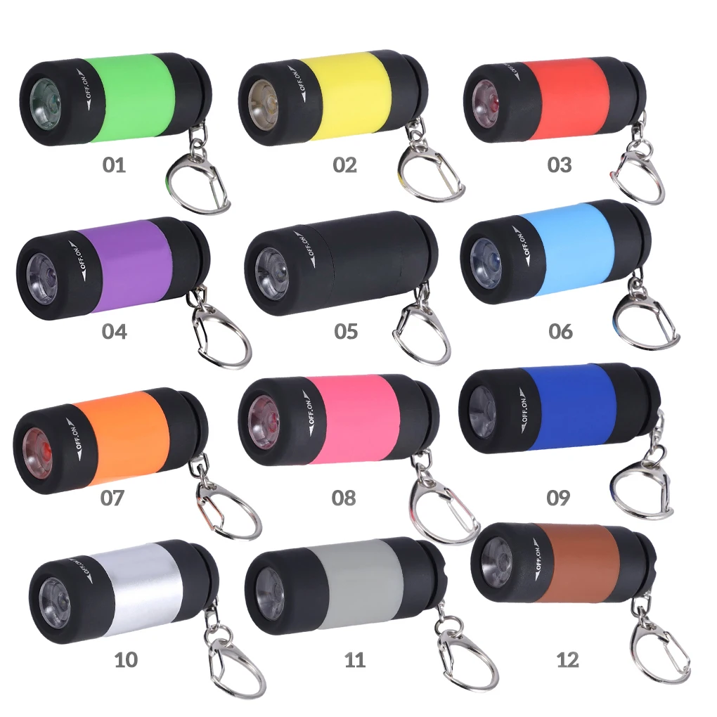 

1 2 3 5 USB Rechargeable Flashlight Keychain Torch Brightness Lamp Outdoor Red