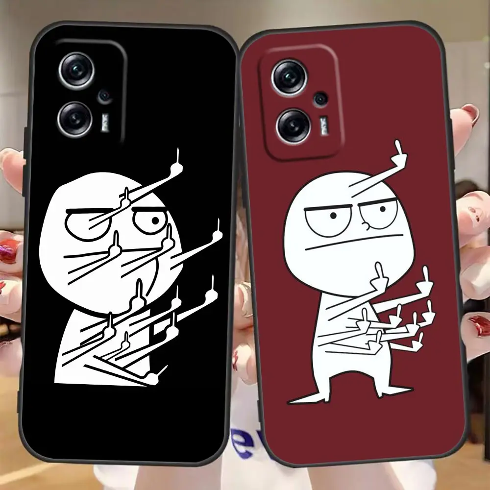 

Cartoon Cute Funny Man Middle Finger Case For Redmi Note 12 11 11R 11SE 11S 11T 11E 10 10S 9 9T 9S 8 8T Pro Plus 4G 5G Cover