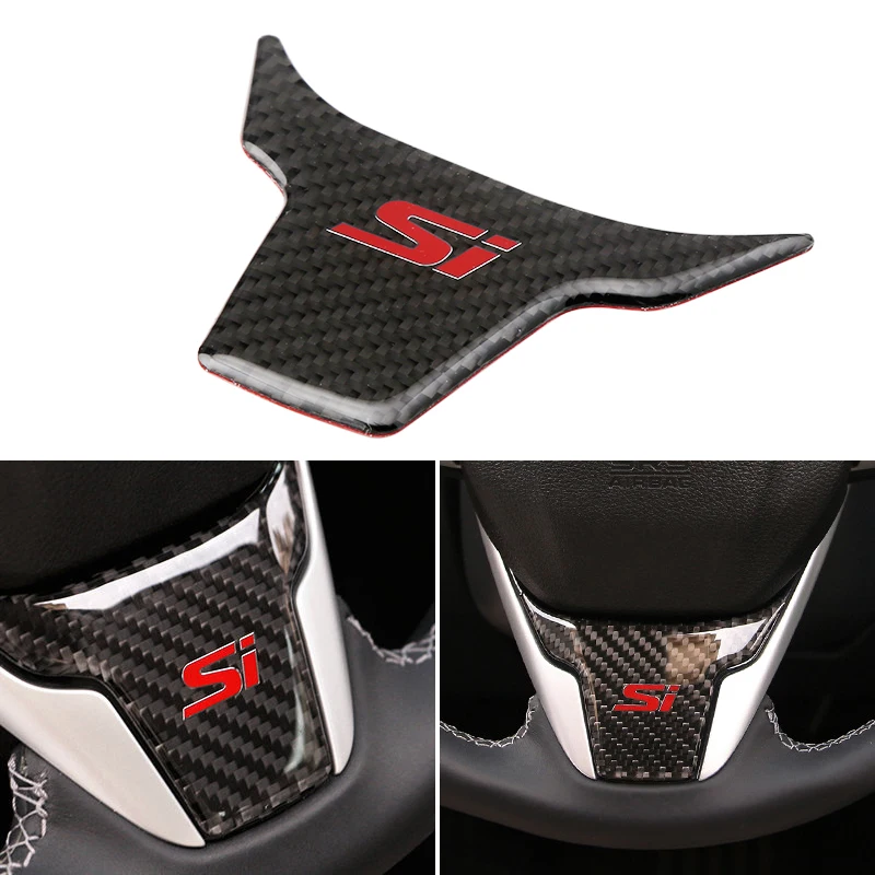 

1Pc Carbon Fiber Si Logo Decorative Sticker For Honda Civic 10th 2020 2019 2018 2017 2016 Car Accessories Steering Wheel Trim
