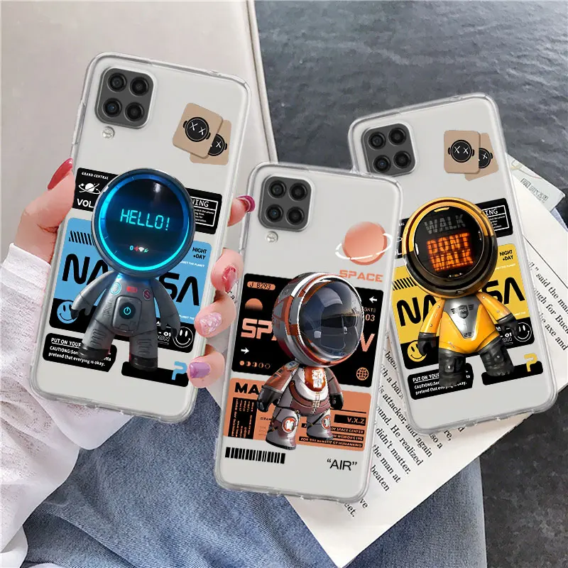 

Case For Samsung Galaxy A52 A12 A51 A71 A32 A21s A22 A53 A23 A13 A03 A02 A41 A33 A11 A72 A73 Phone Cove Cartoon Astronaut Luxury