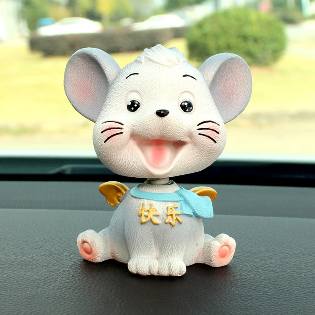 

Car Ornament Headshaking Resin Rat Shake Bobbleheads Toys Cartoon His Deer Decor