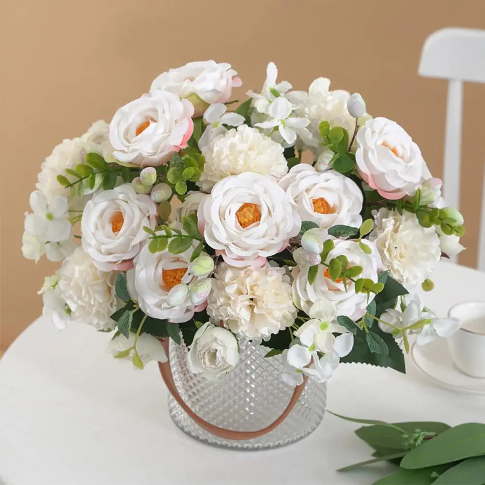 

Simulation Flower Bouquet Romantic Round Rose Artificial Bouquet Wedding Home Living Room Interior Decoration Photo Props