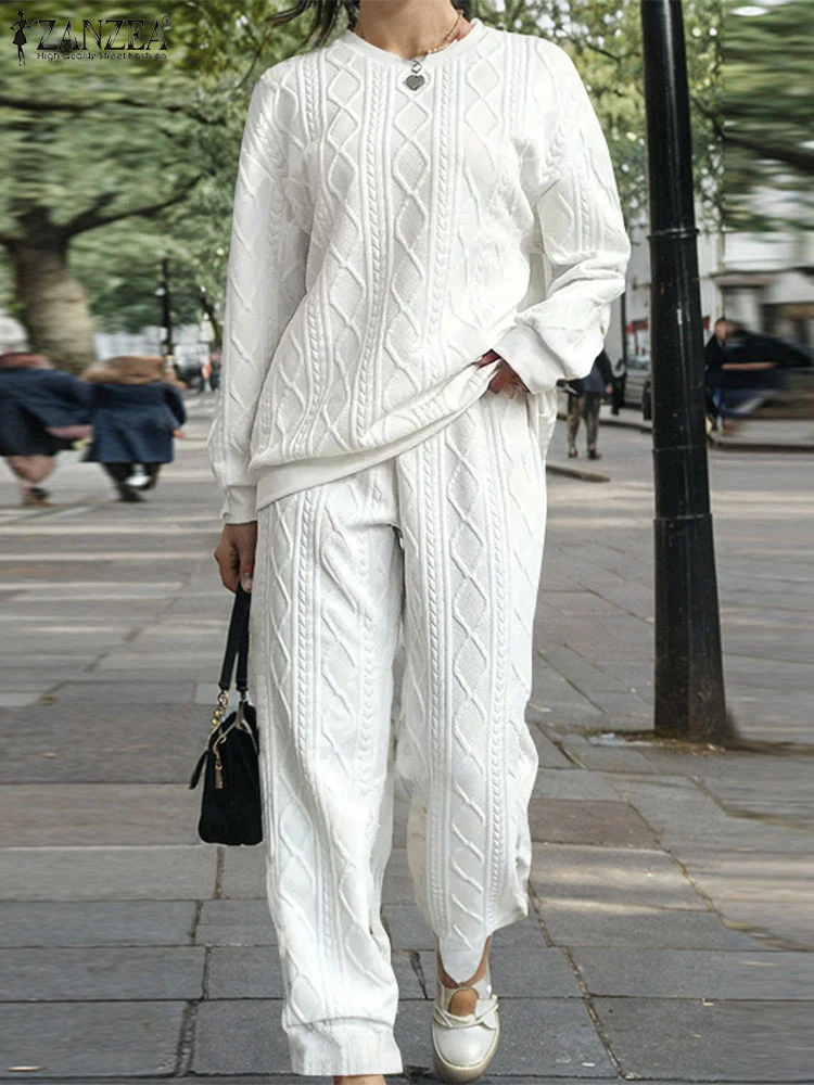 ZANZEA повседневные осенние спортивные костюмы 2024 толстовка с длинными рукавами