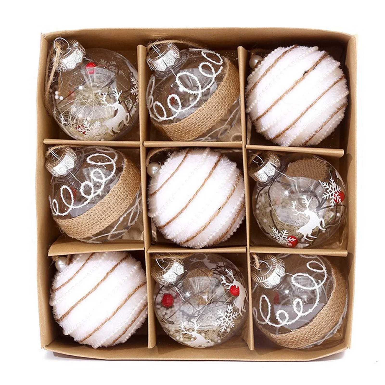 

Brand New Christmas Balls Decor 2024 8CM 9PCS Christmas Tree Decorations For Holiday Hanging Home Kit Ornaments