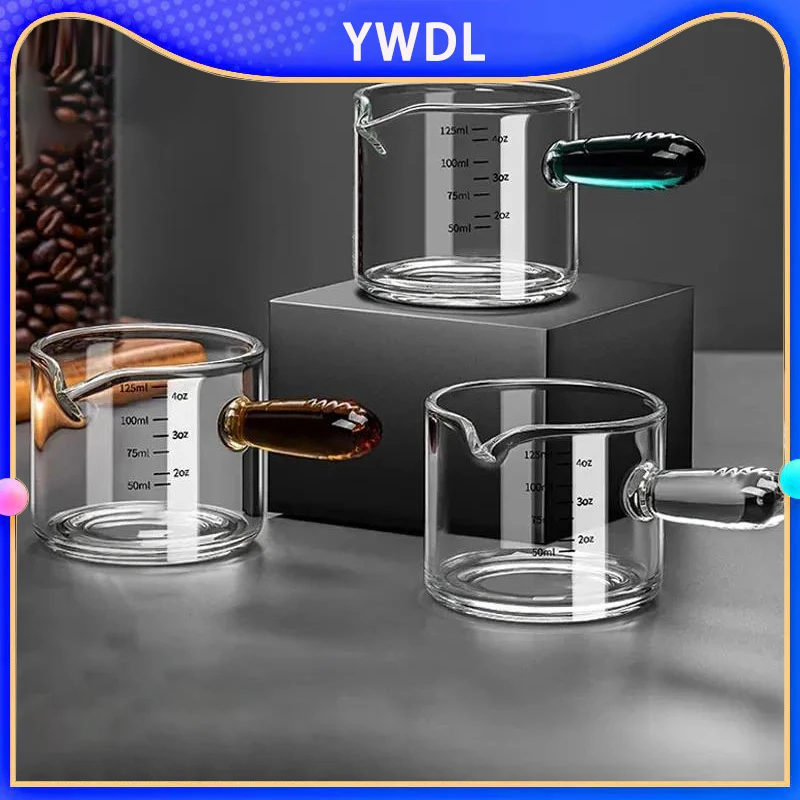 YWDL 60/125 мл мерный стакан для эспрессо со стеклянной ручкой V-образный горшок