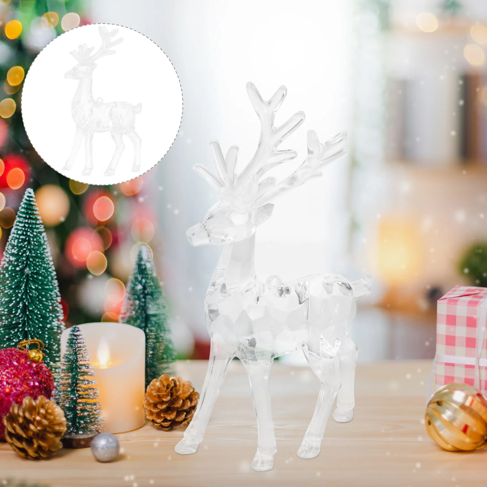 Прозрачный орнамент в виде оленя рождественский декор с оленями статуя лося