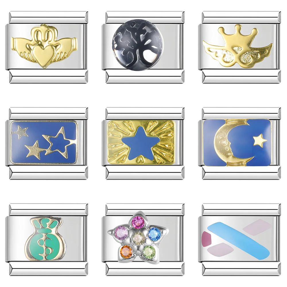 Оригинальный кошелек Hapiship с ромашкой, луной, звездой, деревом, блестящий CZ, итальянские звенья, подходят для браслета 9 мм из нержавеющей стали, для самостоятельного изготовления DJ423