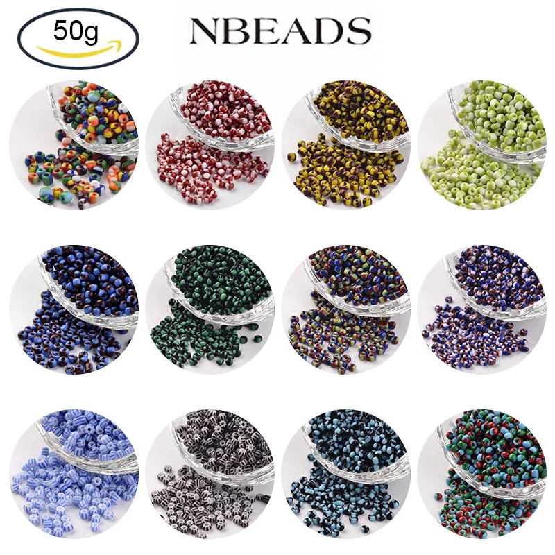 

NBEADS 50g Opaque Colours Seep Glass Beads Round Seed Beads Mixed Color 3.5~4x2.5~3mm Jewelry making DIY Accessories