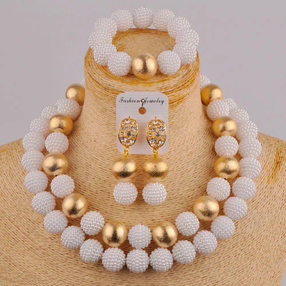 

Fashion African Jewelry Set White African Beads Jewelry Set Simulated Pearl