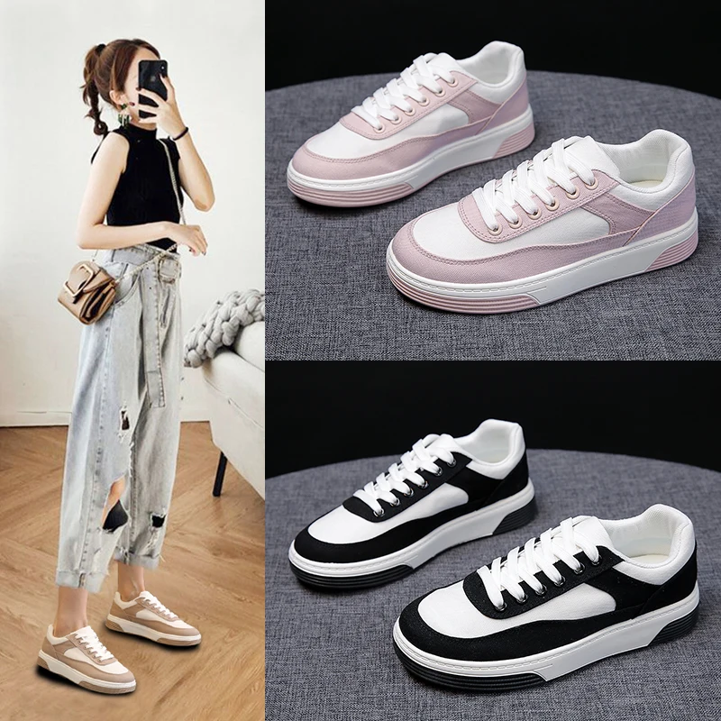 

Vulcanization Shoe Summer Canvas Fashion Breathable Light Women Sport Shoes Lady Platform Korean White Sneakers for Women