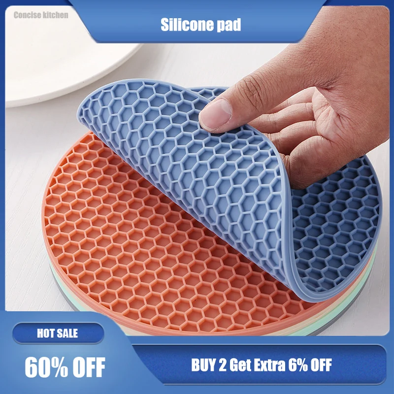 

Silicone Mat Coaster Food Grade Material Placemat Non-slip Table Mat Kitchen Accessories Gadgets Round Cup Mat