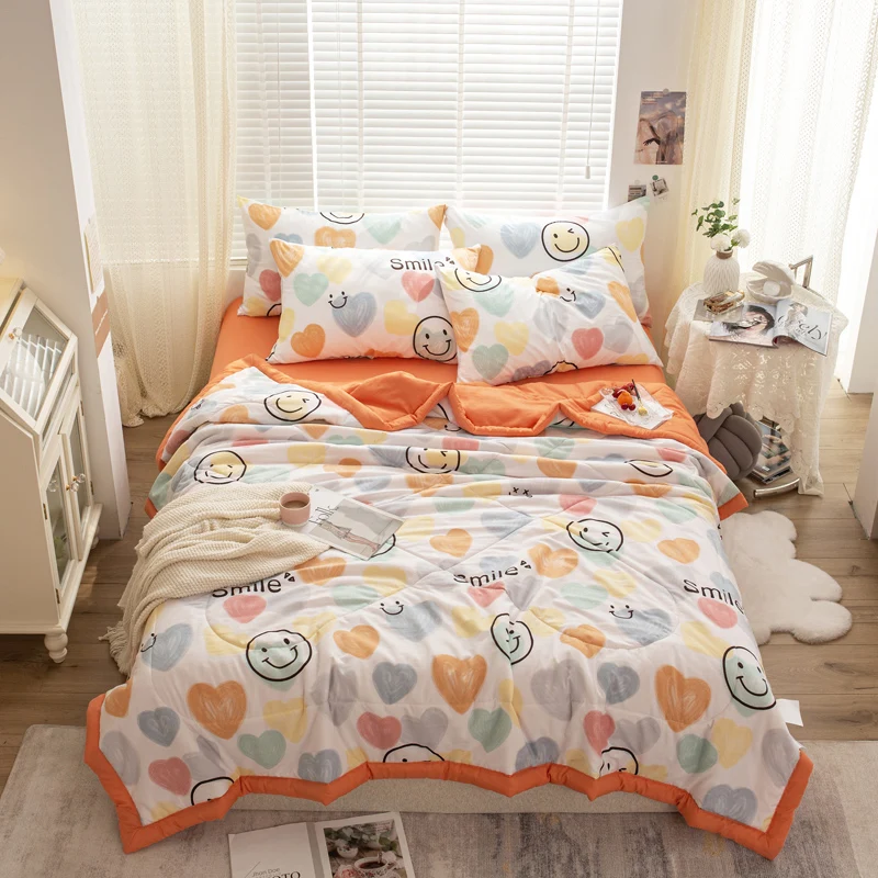 

Summer Thin Quilt Lightweight Comforter Queen Size Soft Breathable Cotton Blanket Patchwork Bedspread Bedding Home Decor