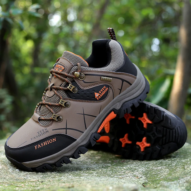 Waterproof Man Hiking Boots Leather Hunting Tourism Mountain Shoes Anti-skid Winter Sport Shoes For Men Sneakers 2022 New Unisex