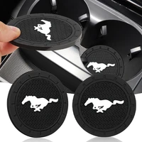 2pieces car cup mat waterproof vehicle coaster rubber holder non slip pad for mustang universal big size mustang shelby goods