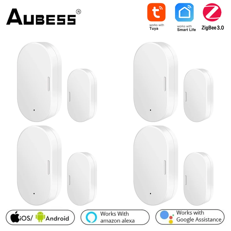 

Aubess ZigBee Tuya Smart Door Window Sensor Detectors Home Security Alert System Support Smart Life App Work With Zigbee Gateway