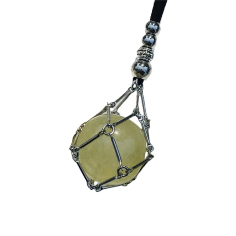 Сетчатое ожерелье с подвеской регулируемая кожаная веревка металлическое в виде