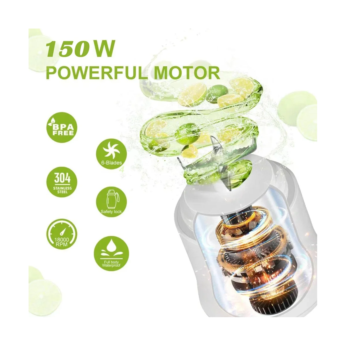 600ML Portable Blender Electric Juicers Fruit Mixers 4000MAh USB Rechargeable Smoothie Mini Blender Personal Juicer-C