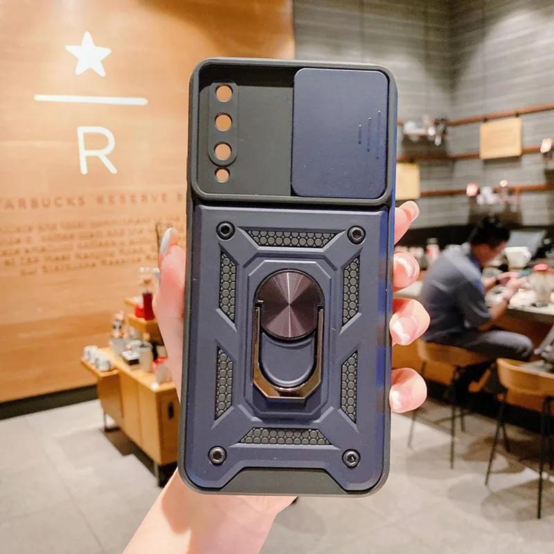 

Armor Ring Case for Huawei Y6 2019 P Smart S Nova 7i 9 SE Y60 Slide Shockproof Cover Camera Lens Protect Magnetic Holder Shell