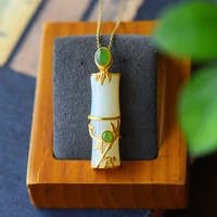 natural imitate hetian jade bamboo pendant necklace 925 silver fashion jewelry chalcedony amulet gifts for women necklace 2 styl