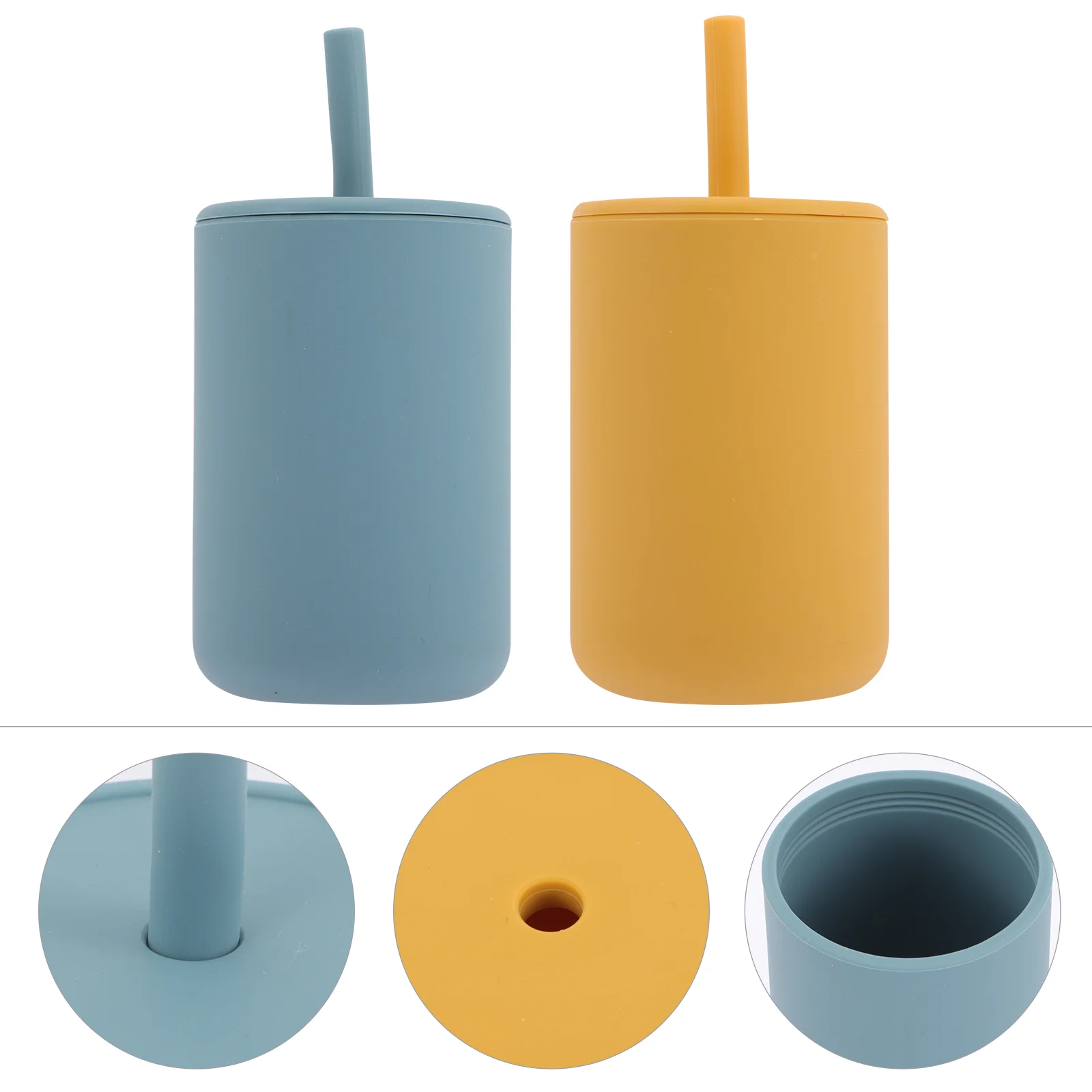 

2 Pcs Toddler Sippy Cup Baby Silicone Straw High Temperature Resistance Cups Child