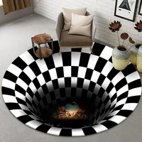 3d vortex visual illusion mats black white spiral round rug geometry living room bedroom coffee table carpet 3d abstract carpet