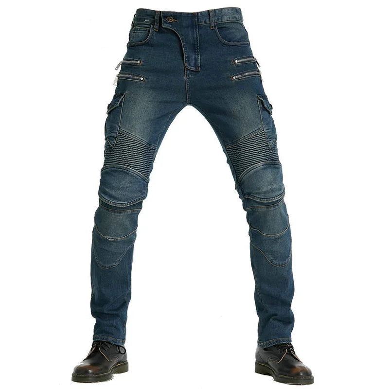 LOMENG Motorcycle Riding Pants Motorbike Motocross Cycling Jeans Safety CE knee Hip Removable Armored All Seasons for Men LM07