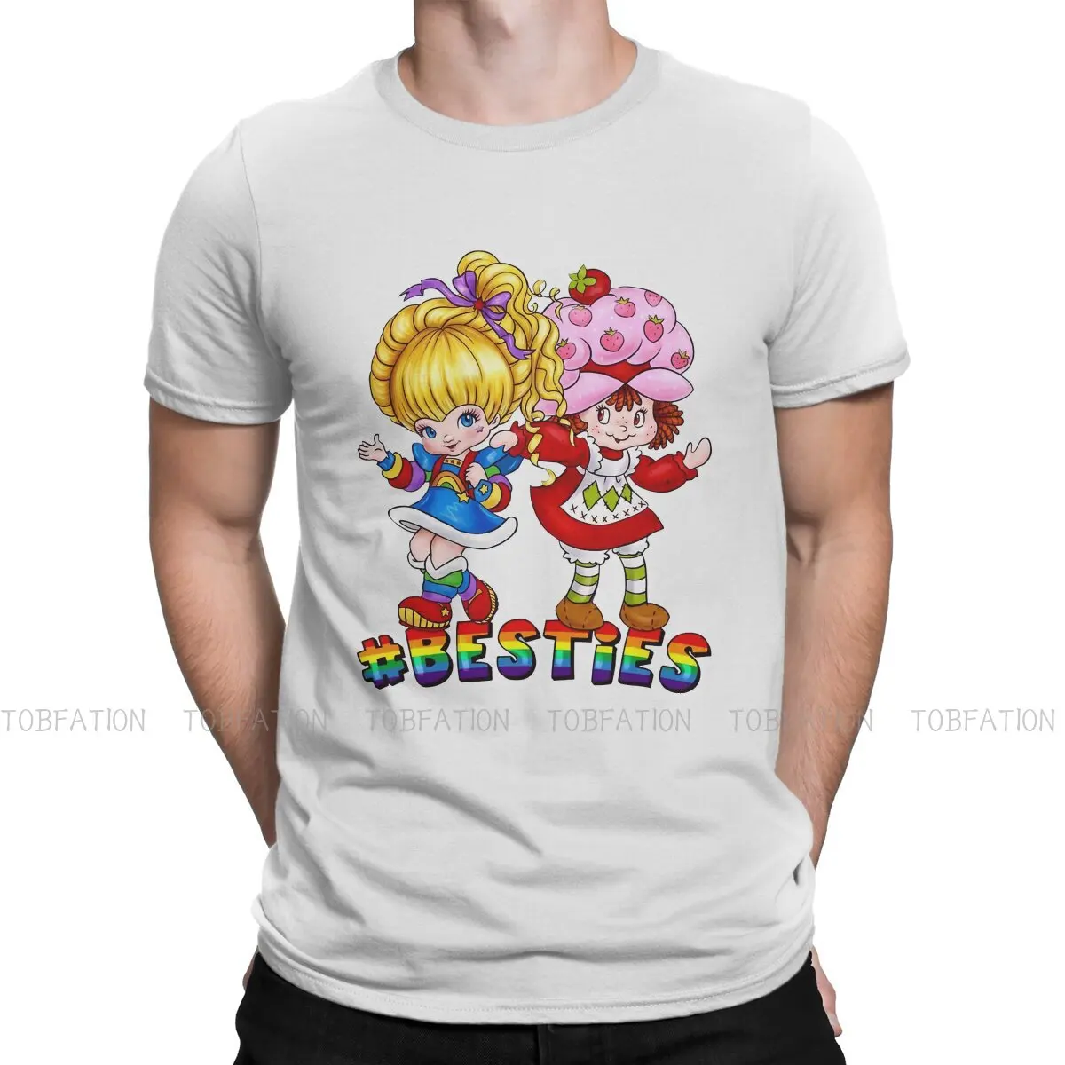 

Rainbow Brite Anime Animation TShirt for Men Besties Robot Basic Casual Tee T Shirt High Quality New Design Loose