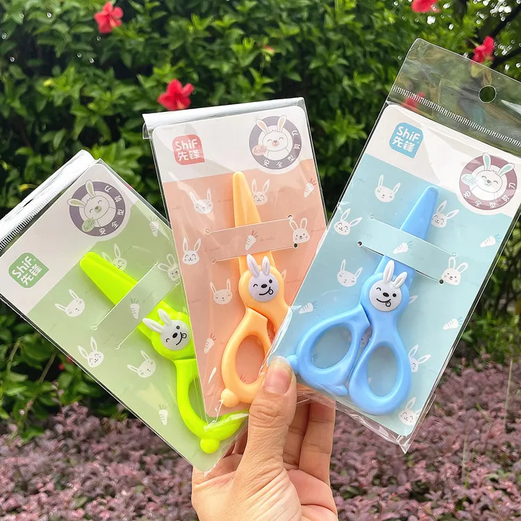 Student Creative Cartoon Cute Rabbit All-plastic Scissors Children's Scissors Children's Paper-cutting Scissors