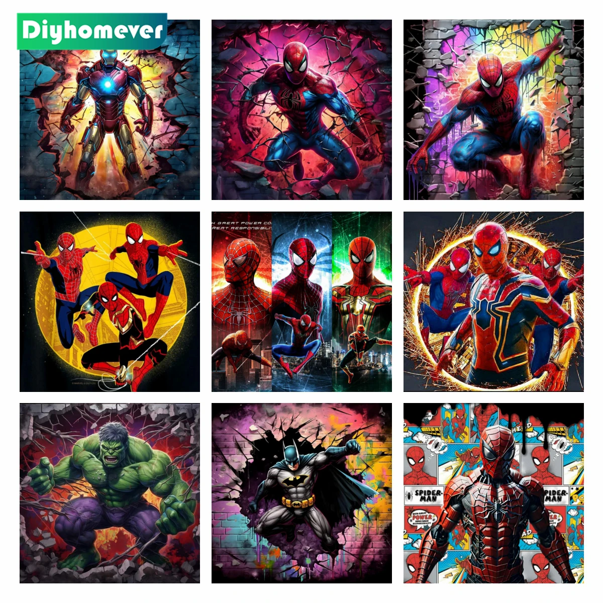 

Marvel Superhero Diamond Painting Spiderman, 5D DIY Diamond Embroidery Captain America, Mosaic Puzzle, Cartoon Gift, Home Decor