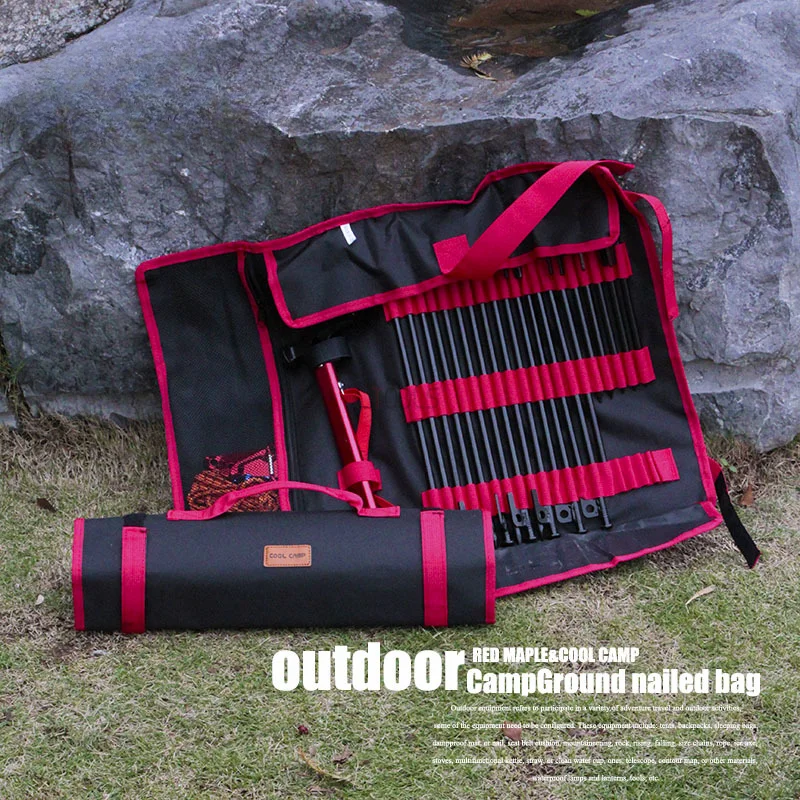 

High-capacity 20-40cm Tent Nail Storage Bag Outdoor Hammer Windbreak Rope Deck Buckle Camping Large Tools Stockpile Bag Equip